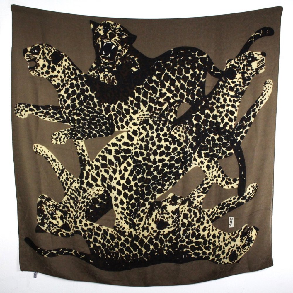 YSL Very Rare 1980s Vintage Leopard Shawl